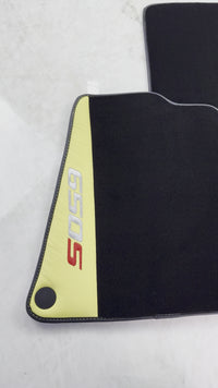 حصائر سيارات سوداء لمكلارين 650S مصممة بالجلد الأصفر