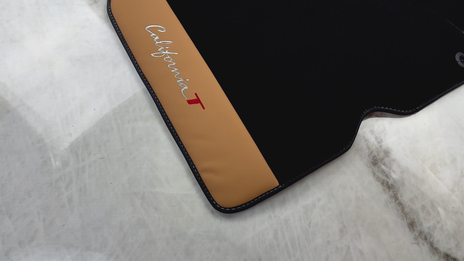 Black Floor Mats for Ferrari California T (2015-2018) with Beige  Nappa Leather - AutoWin