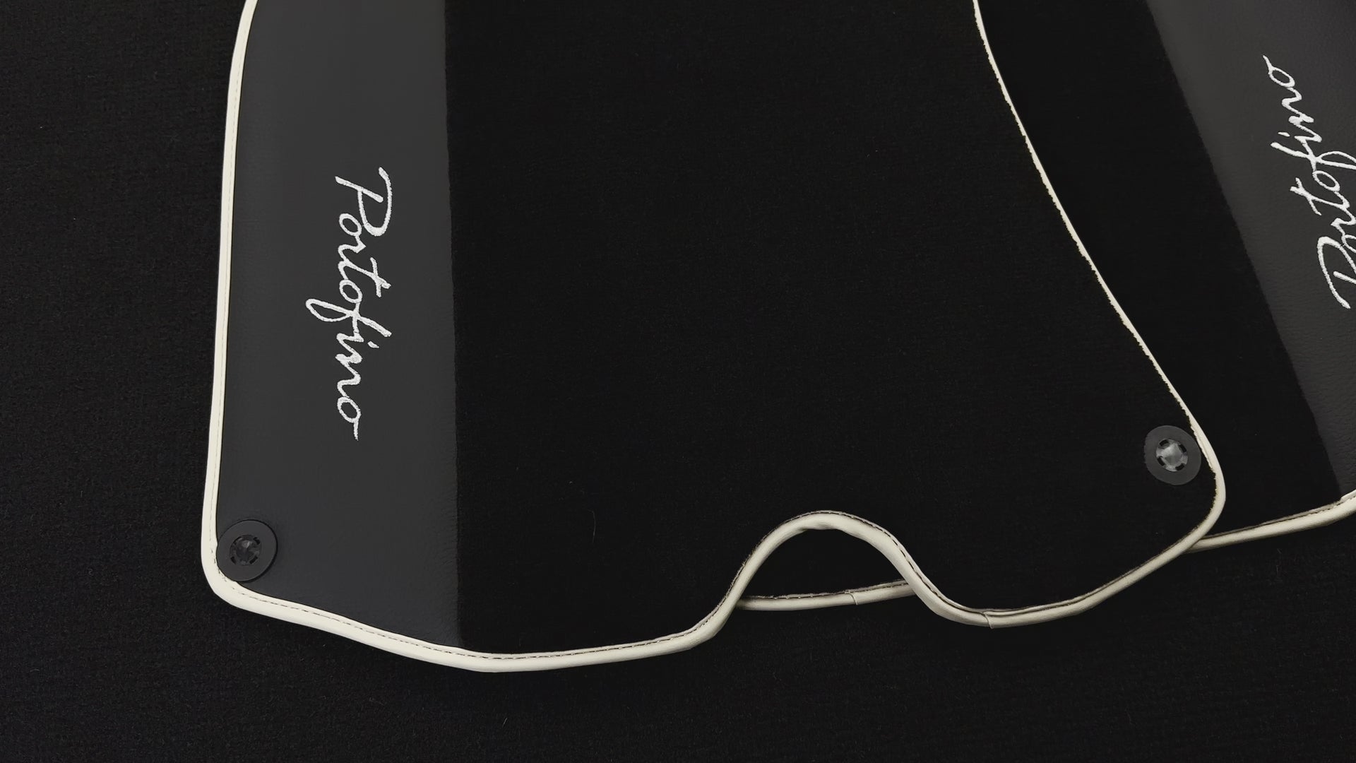 Black Floor Mats For Ferrari Portofino (2018-2023) With Leather and Beige Trim - AutoWin