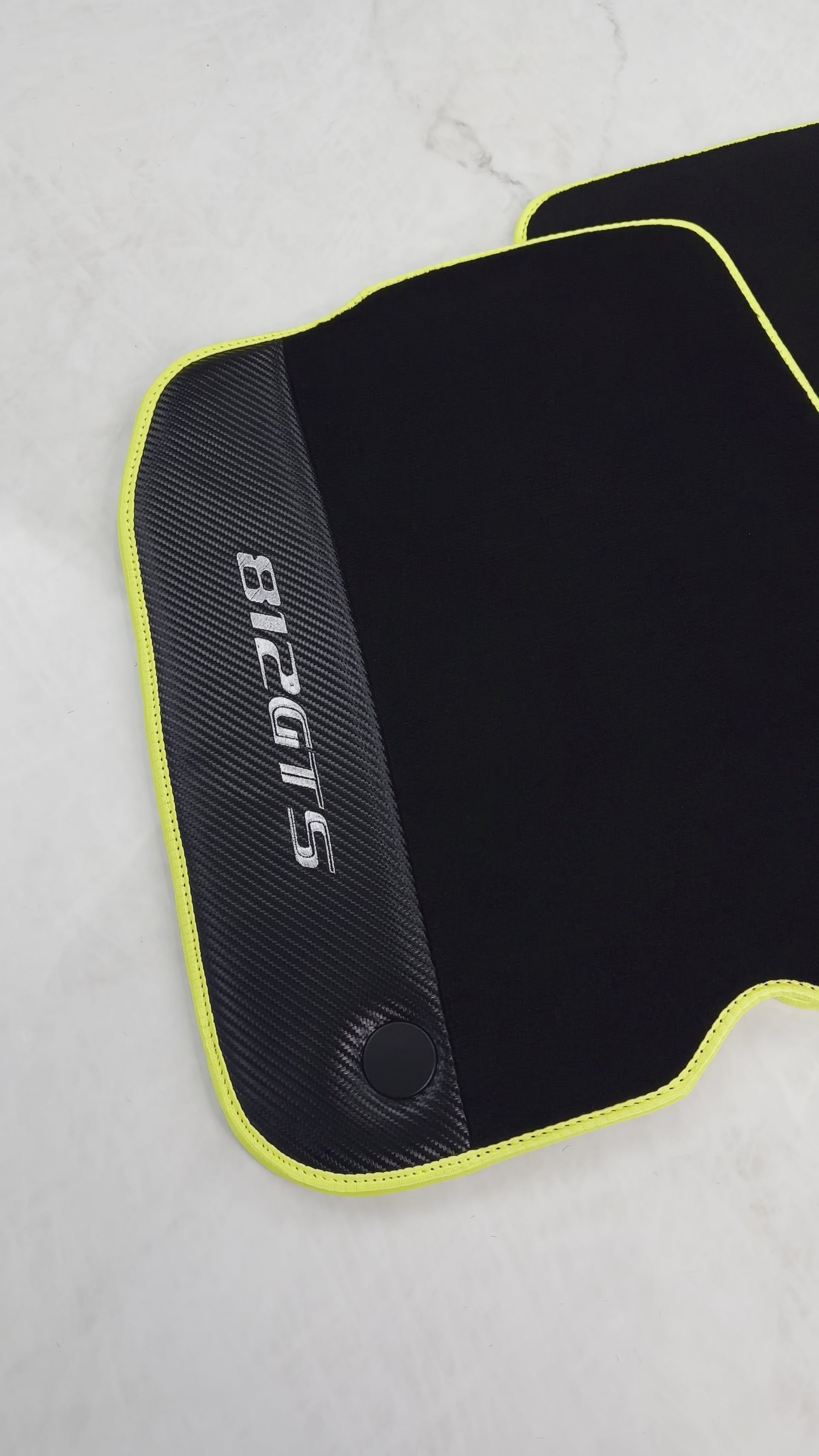 Black Floor Mats for Ferrari 812 GTS (2019-2023) with Carbon Leather - AutoWin