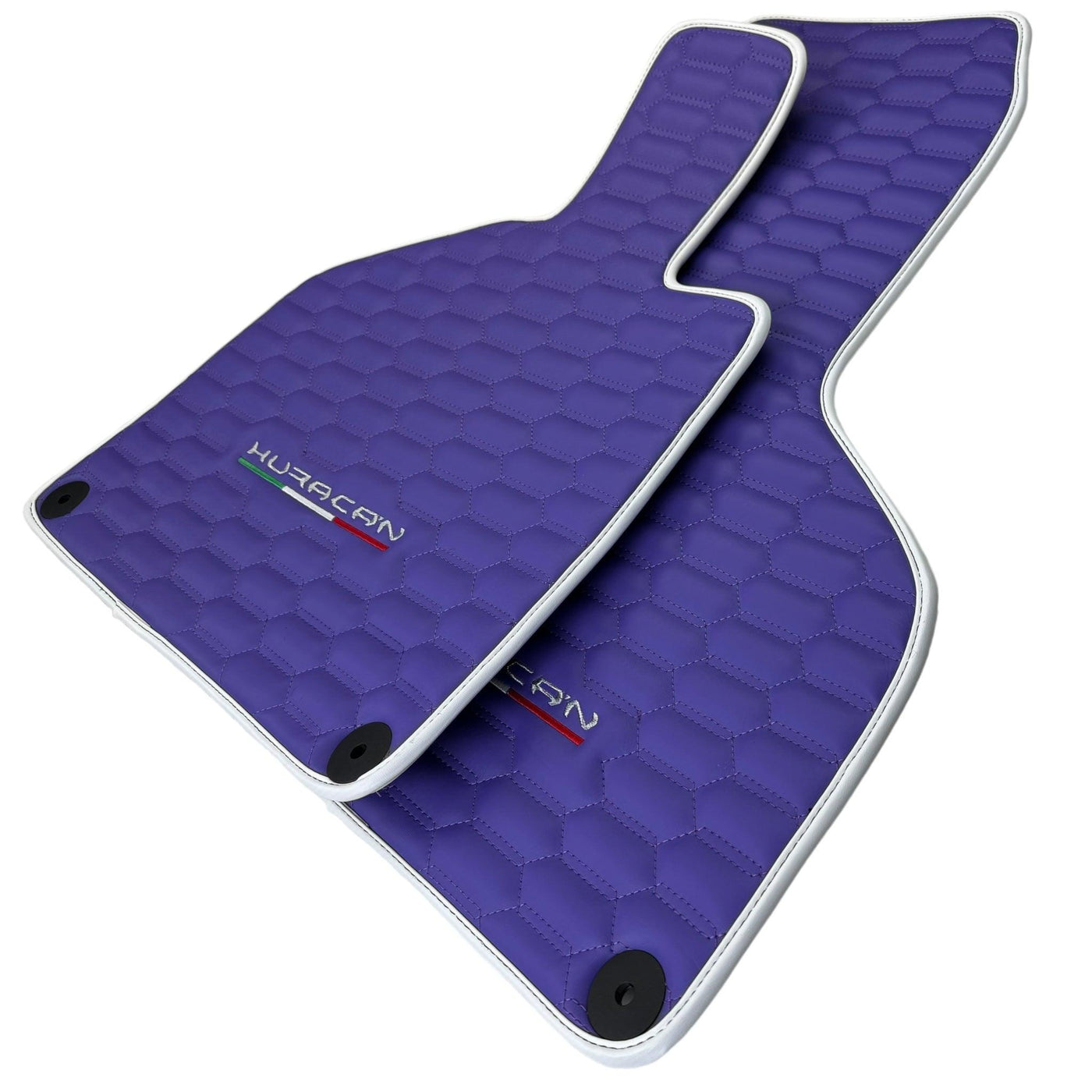 Purple Leather Floor Mats for Lamborghini Huracan with White Trim - AutoWin