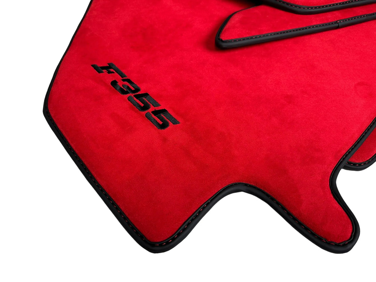 Red Alcantara Floor Mats For Ferrari F355 1994-1999 - AutoWin