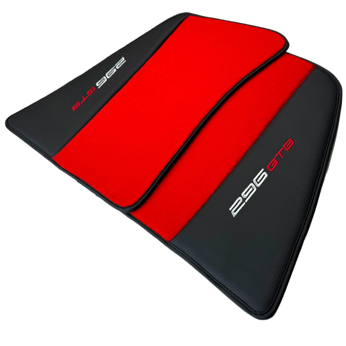 Red Floor Mats for Ferrari 296 GTB (2022-2027) with Leather - AutoWin