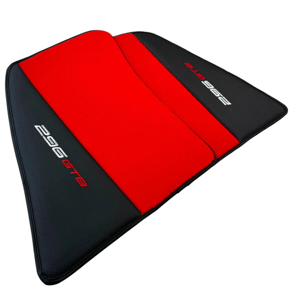 Red Floor Mats for Ferrari 296 GTB (2022-2027) with Leather - AutoWin