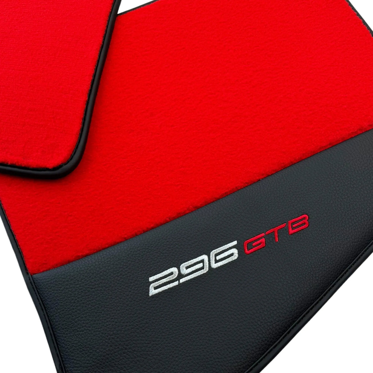 Red Floor Mats for Ferrari 296 GTB (2022-2027) with Leather - AutoWin