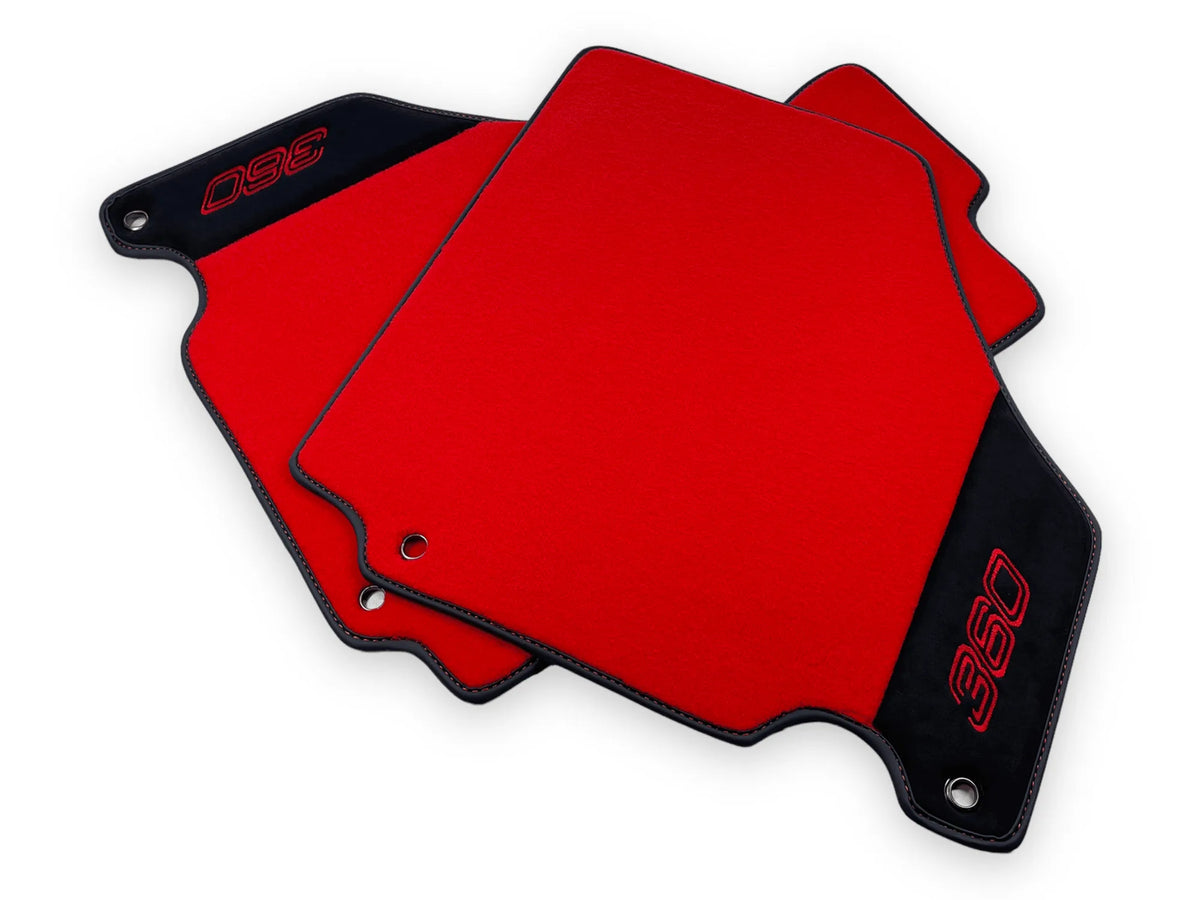 Red Floor Mats For Ferrari 360 Modena 1999-2005 With Alcantara Leather - AutoWin