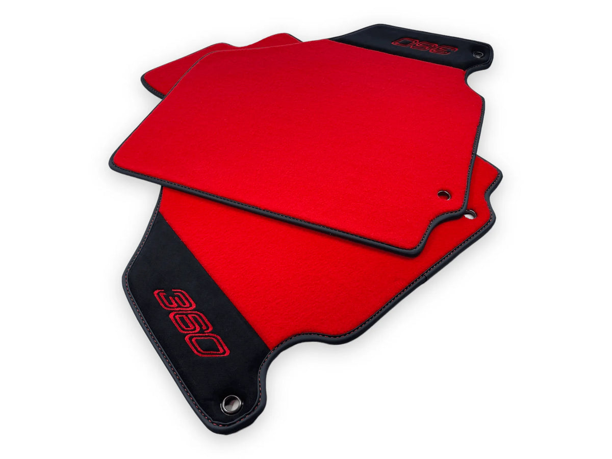 Red Floor Mats For Ferrari 360 Modena 1999-2005 With Alcantara Leather - AutoWin