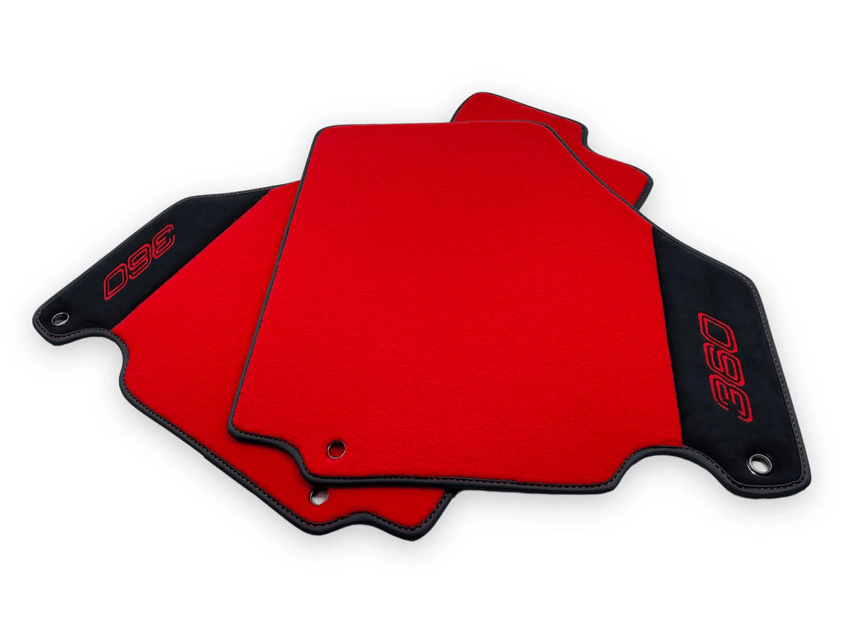Red Floor Mats For Ferrari 360 Modena 1999-2005 With Alcantara Leather - AutoWin
