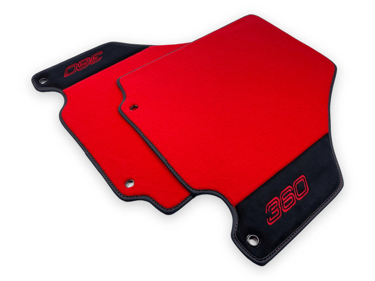 Red Floor Mats For Ferrari 360 Modena 1999-2005 With Alcantara Leather - AutoWin