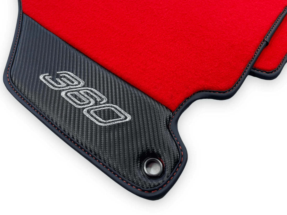 Red Floor Mats For Ferrari 360 Modena 1999-2005 With Carbon Fiber Leather - AutoWin