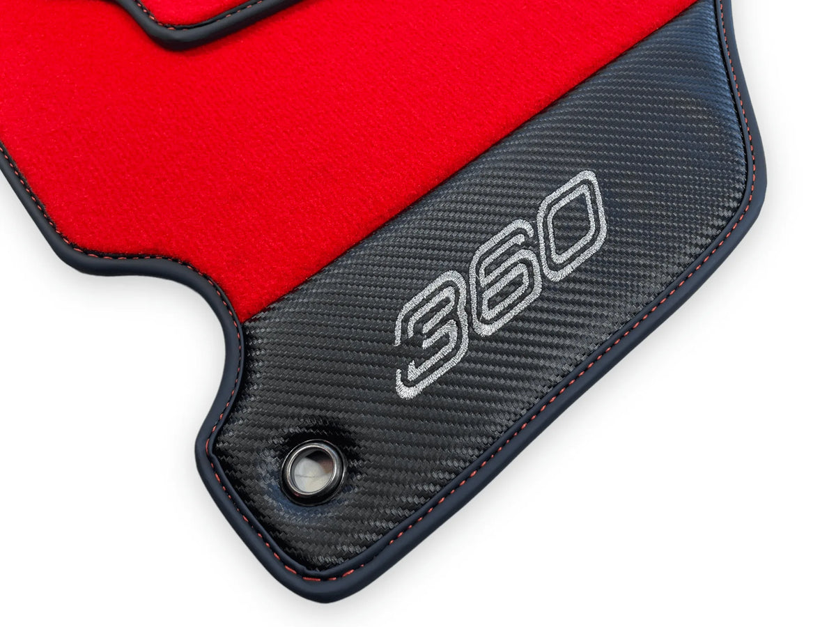 Red Floor Mats For Ferrari 360 Modena 1999-2005 With Carbon Fiber Leather - AutoWin
