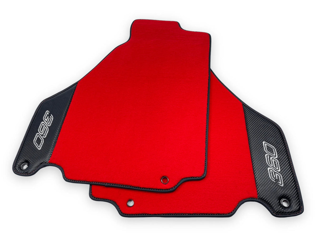Red Floor Mats For Ferrari 360 Modena 1999-2005 With Carbon Fiber Leather - AutoWin