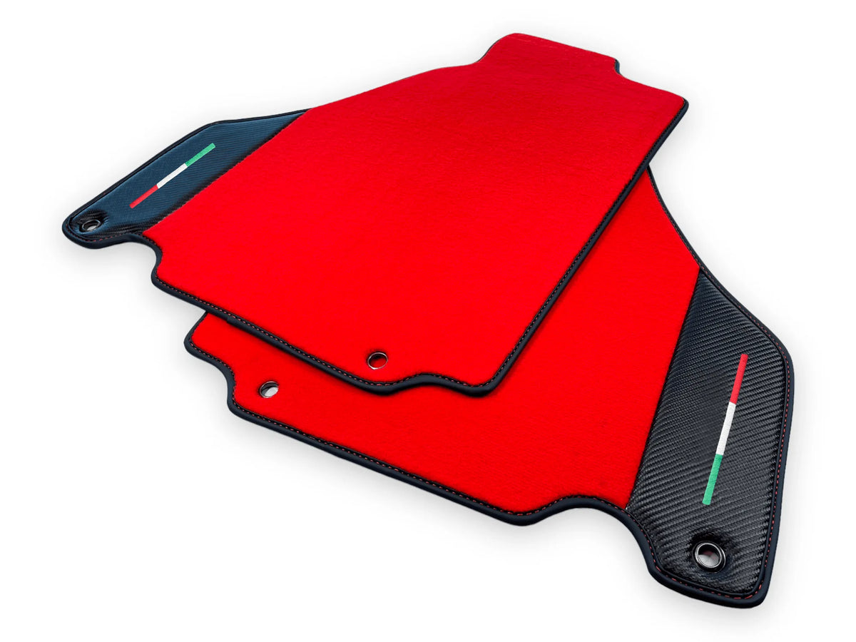 Red Floor Mats For Ferrari 360 Modena 1999-2005 With Carbon Fiber Leather - AutoWin