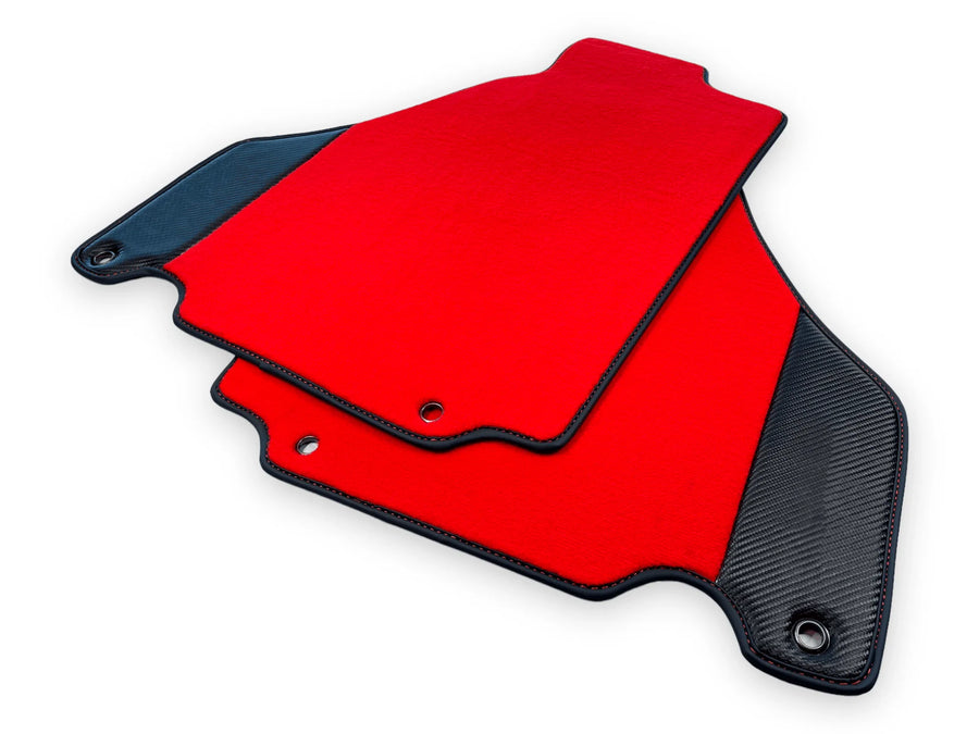 Red Floor Mats For Ferrari 360 Modena 1999-2005 With Carbon Fiber Leather - AutoWin