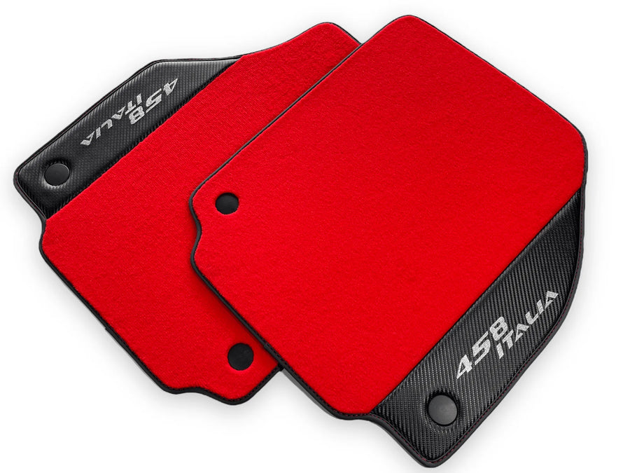 Red Floor Mats For Ferrari 458 Italia 2009-2015 With Carbon Fiber Leather - AutoWin