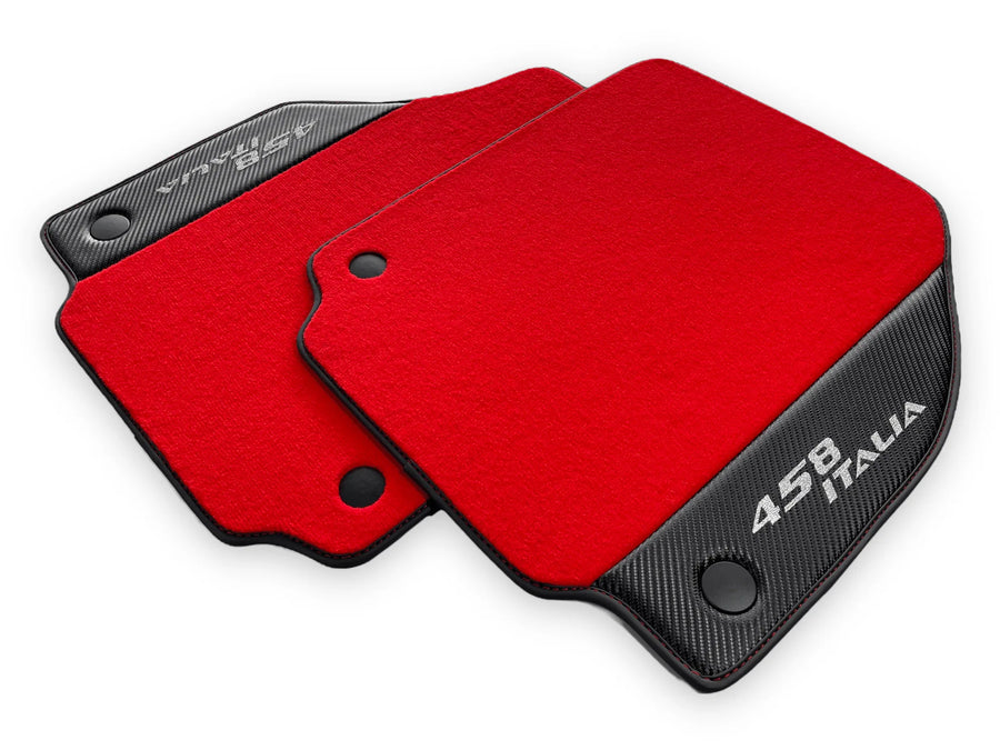 Red Floor Mats For Ferrari 458 Italia 2009-2015 With Carbon Fiber Leather - AutoWin