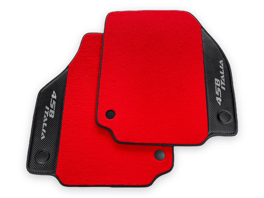 Red Floor Mats For Ferrari 458 Italia 2009-2015 With Carbon Fiber Leather - AutoWin