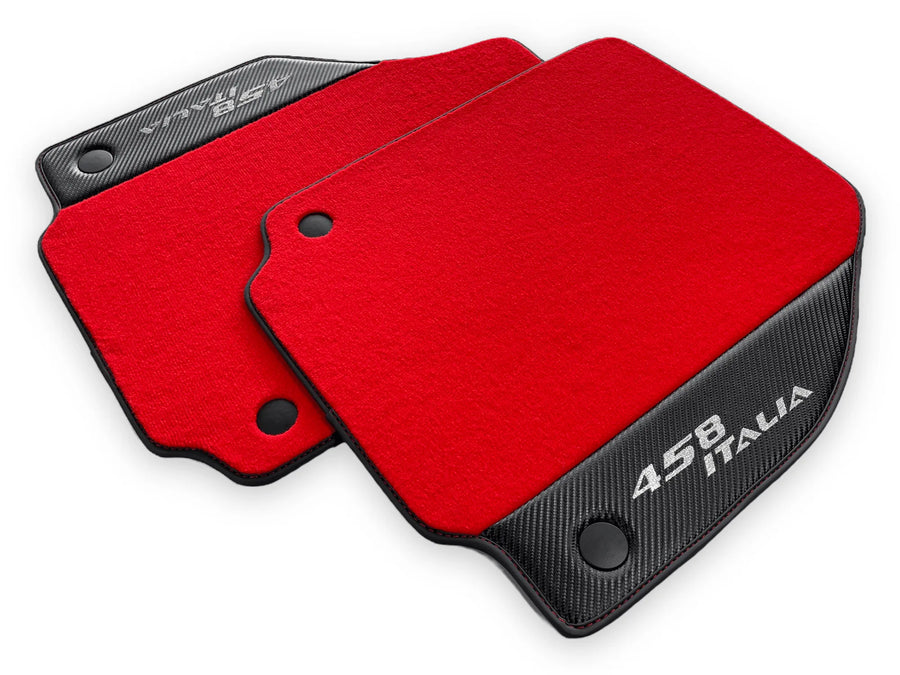 Red Floor Mats For Ferrari 458 Italia 2009-2015 With Carbon Fiber Leather - AutoWin