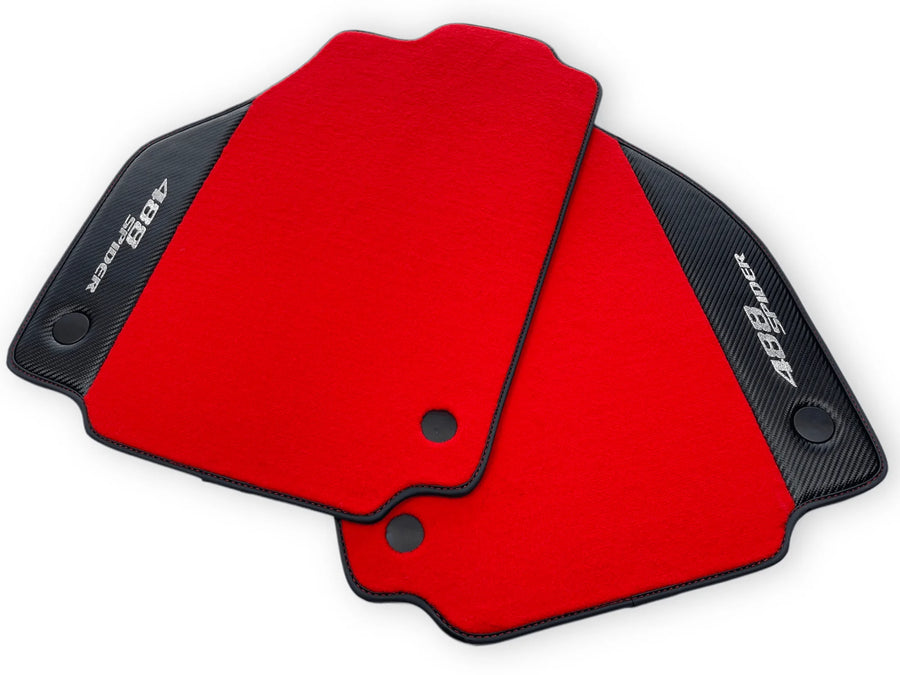 Red Floor Mats For Ferrari 488 Spider 2015-2022 Carbon Fiber - AutoWin