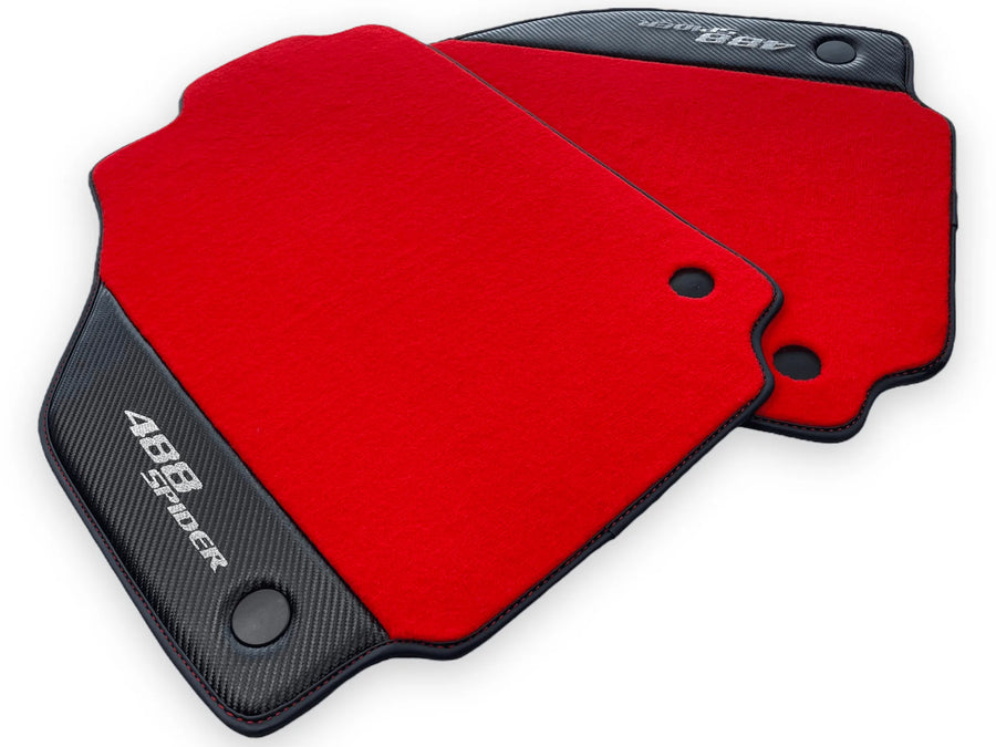 Red Floor Mats For Ferrari 488 Spider 2015-2022 Carbon Fiber - AutoWin