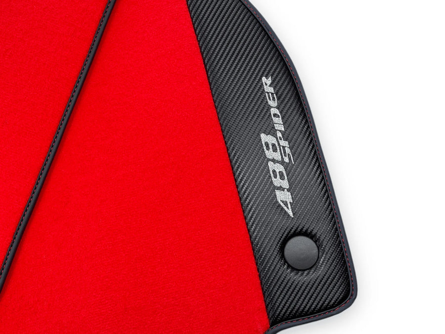 Red Floor Mats For Ferrari 488 Spider 2015-2022 Carbon Fiber - AutoWin