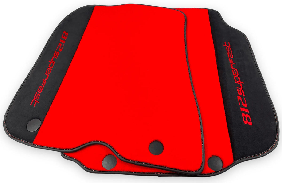 Red Floor Mats For Ferrari 812 Superfast With Alcantara Leather - AutoWin