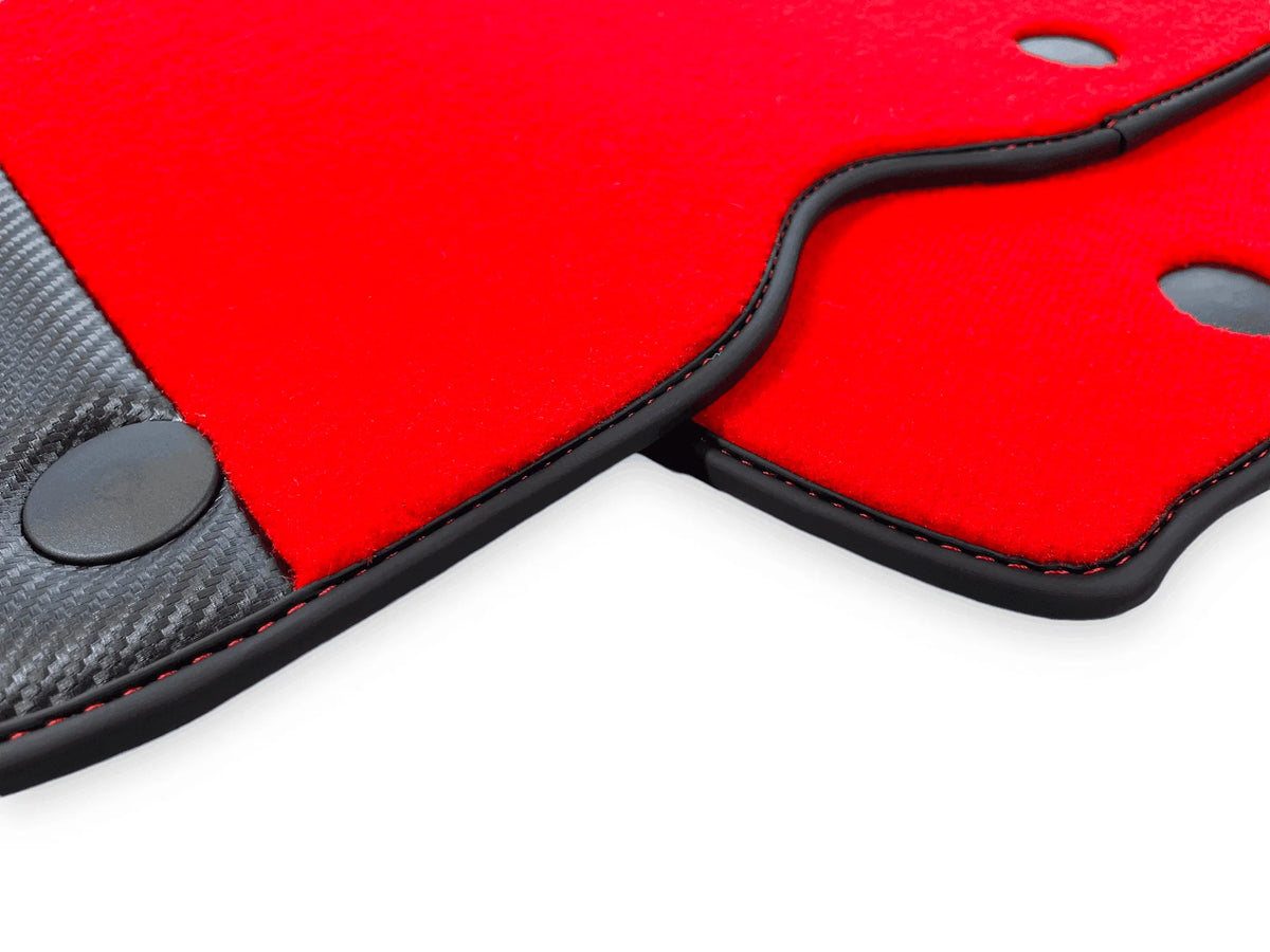 Red Floor Mats For Ferrari 812 Superfast With Carbon Fiber Leather - AutoWin