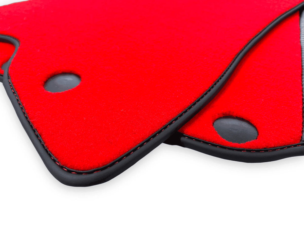 Red Floor Mats For Ferrari 812 Superfast With Carbon Fiber Leather - AutoWin