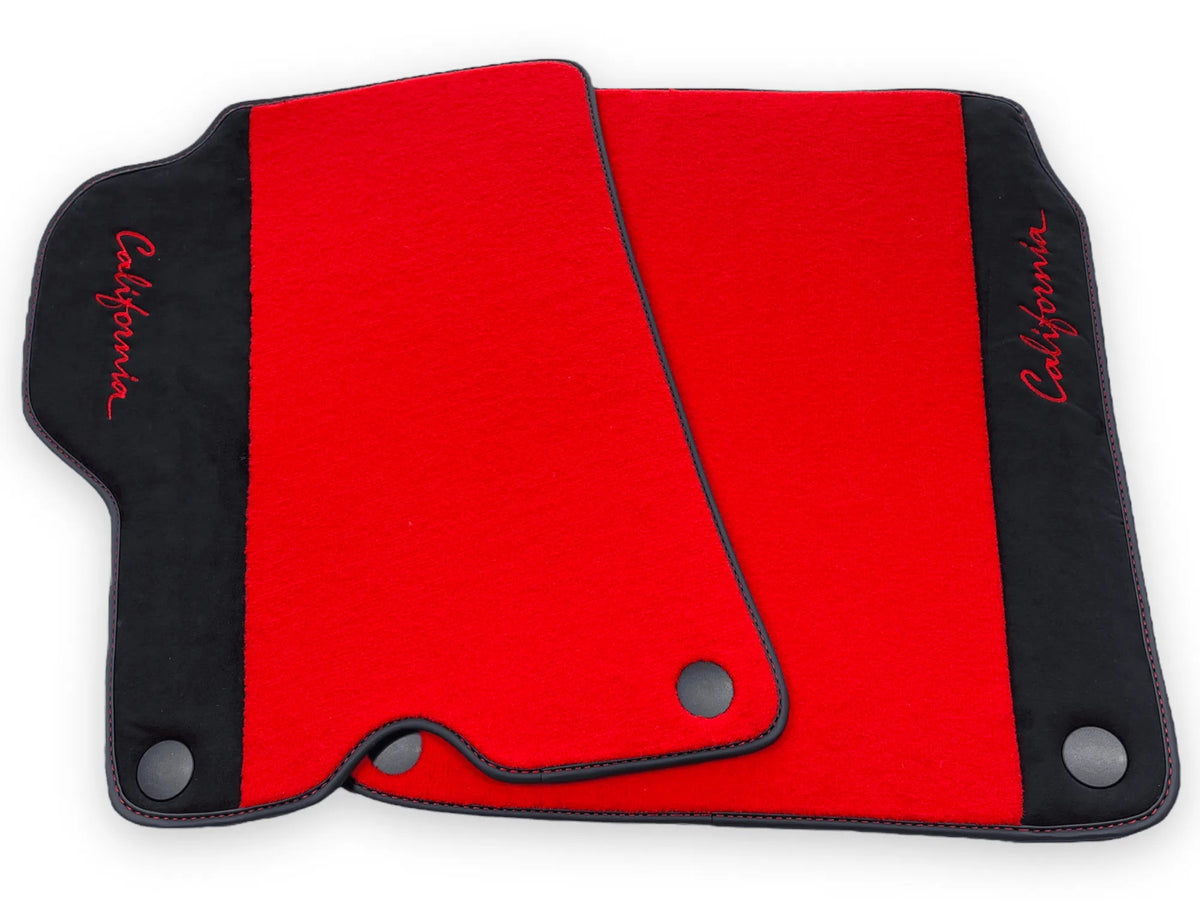 Red Floor Mats For Ferrari California 2008-2014 With Alcantara - AutoWin