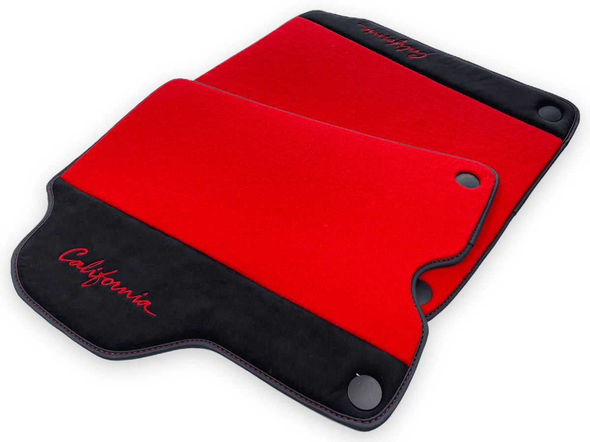 Red Floor Mats For Ferrari California 2008-2014 With Alcantara - AutoWin