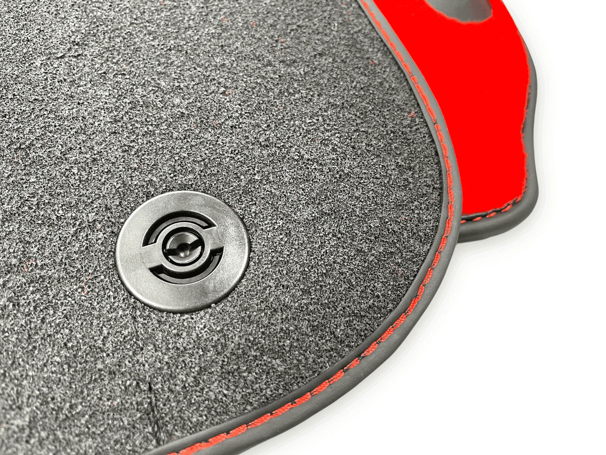 Red Floor Mats For Ferrari F12 Berlinetta (2012-2022) With Carbon Fiber Leather