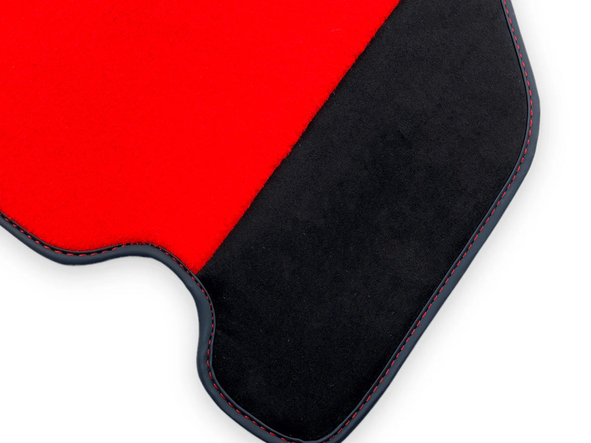 Red Floor Mats For Ferrari F430 2004-2009 With Alcantara Leather - AutoWin