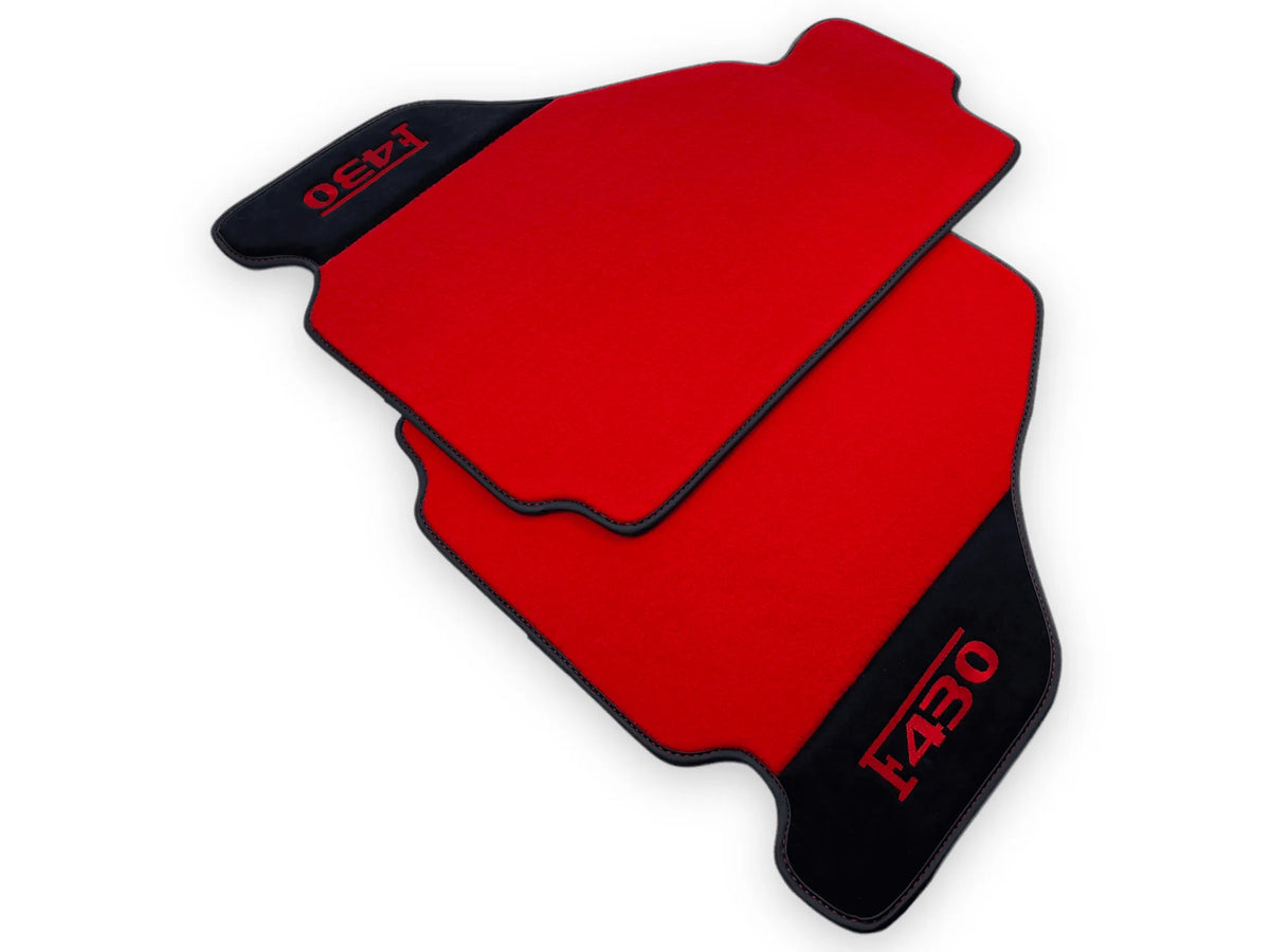 Red Floor Mats For Ferrari F430 2004-2009 With Alcantara Leather - AutoWin