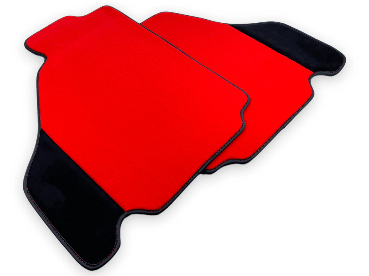 Red Floor Mats For Ferrari F430 2004-2009 With Alcantara Leather - AutoWin