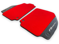 Red Floor Mats For Ferrari F8 Tributo 2019-2022 With Carbon Leather - AutoWin