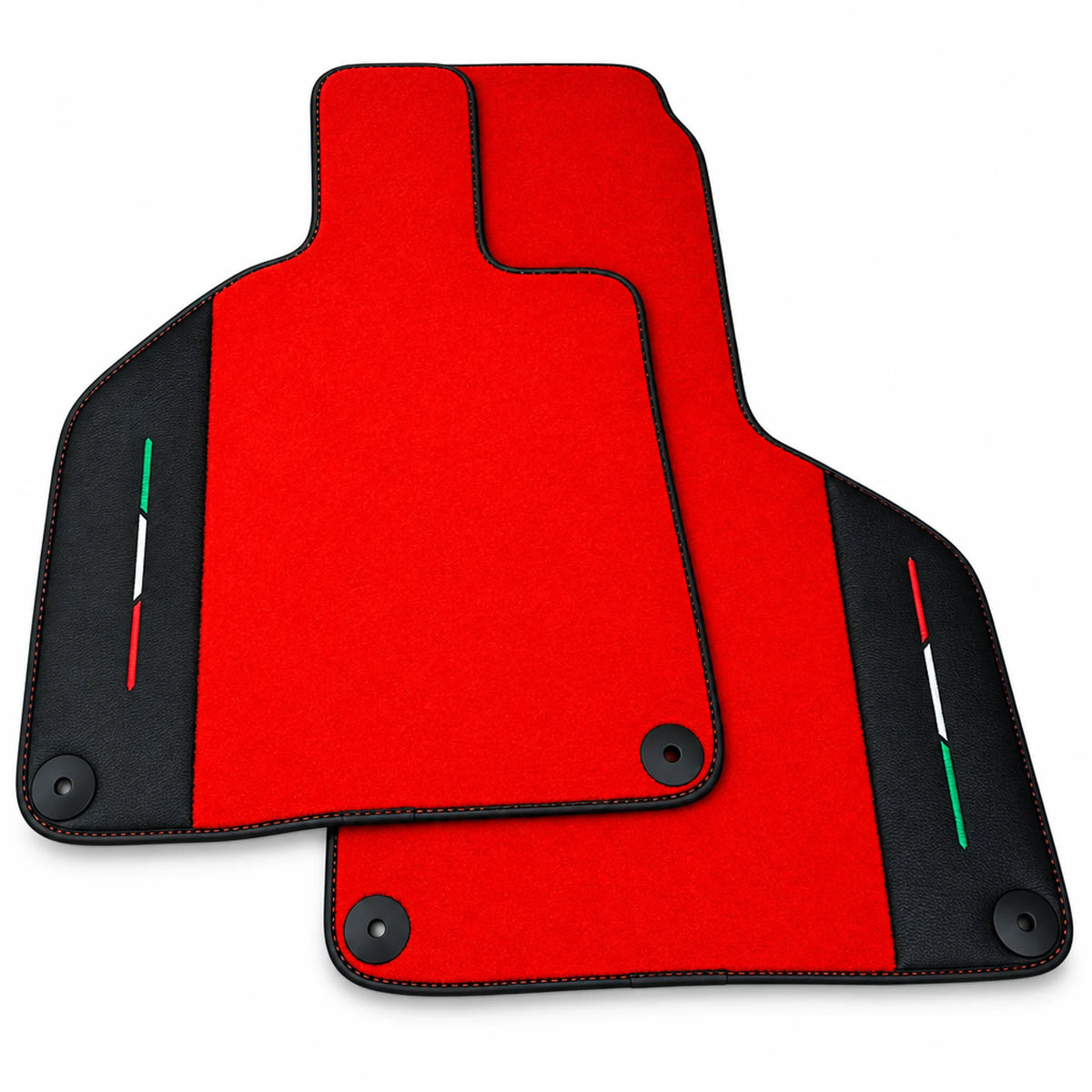 Red Floor Mats for Lamborghini Huracan EVO with Black Leather and Italian Flag
