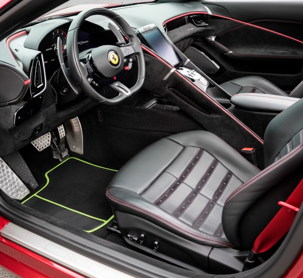 Black Floor Mats For Ferrari Roma (2021-2024) Italian Edition - AutoWin