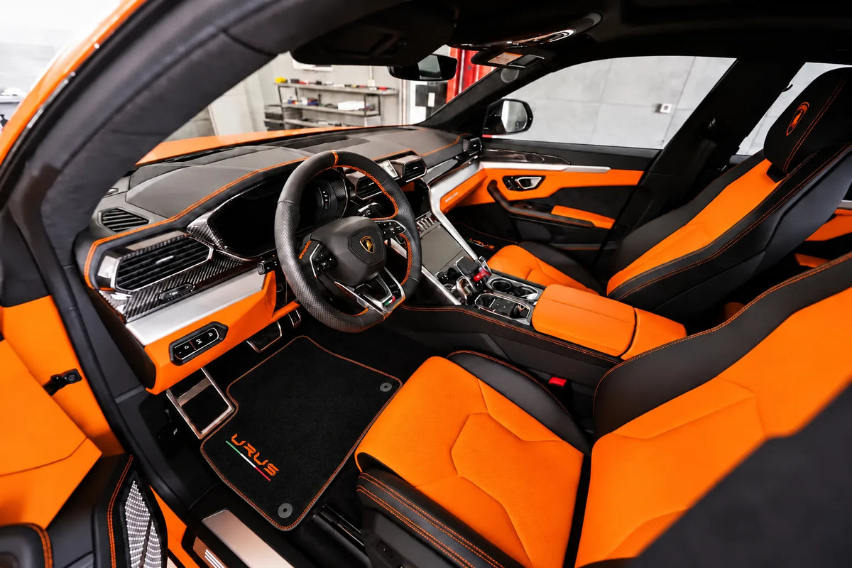 Custom Black Floor Mats for Lamborghini Urus – Choose Your Stitching Color
