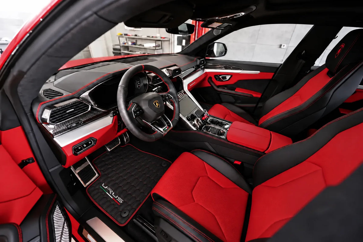 Custom Black Floor Mats for Lamborghini Urus – Choose Your Stitching Color