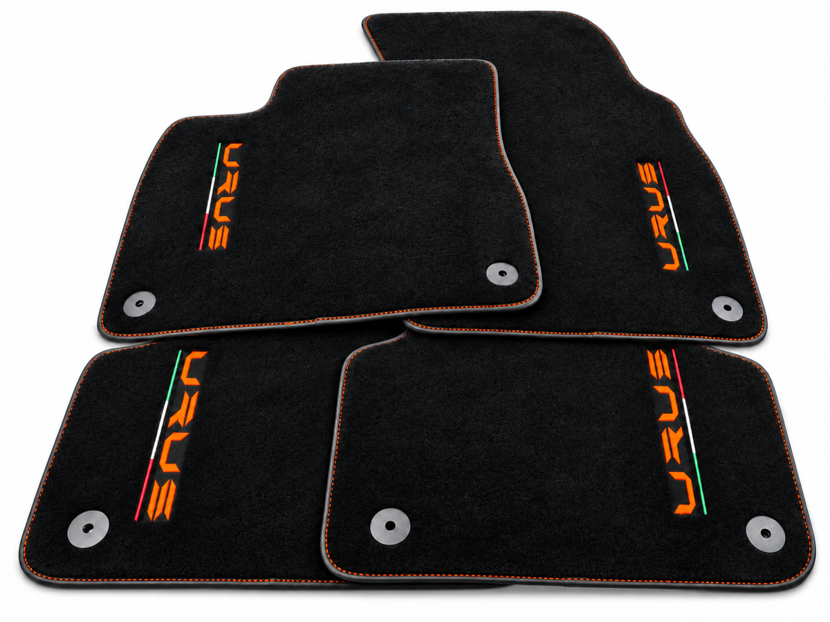 Floor Mats For Lamborghini Urus Black Carpets Yellow Stitching - Orange