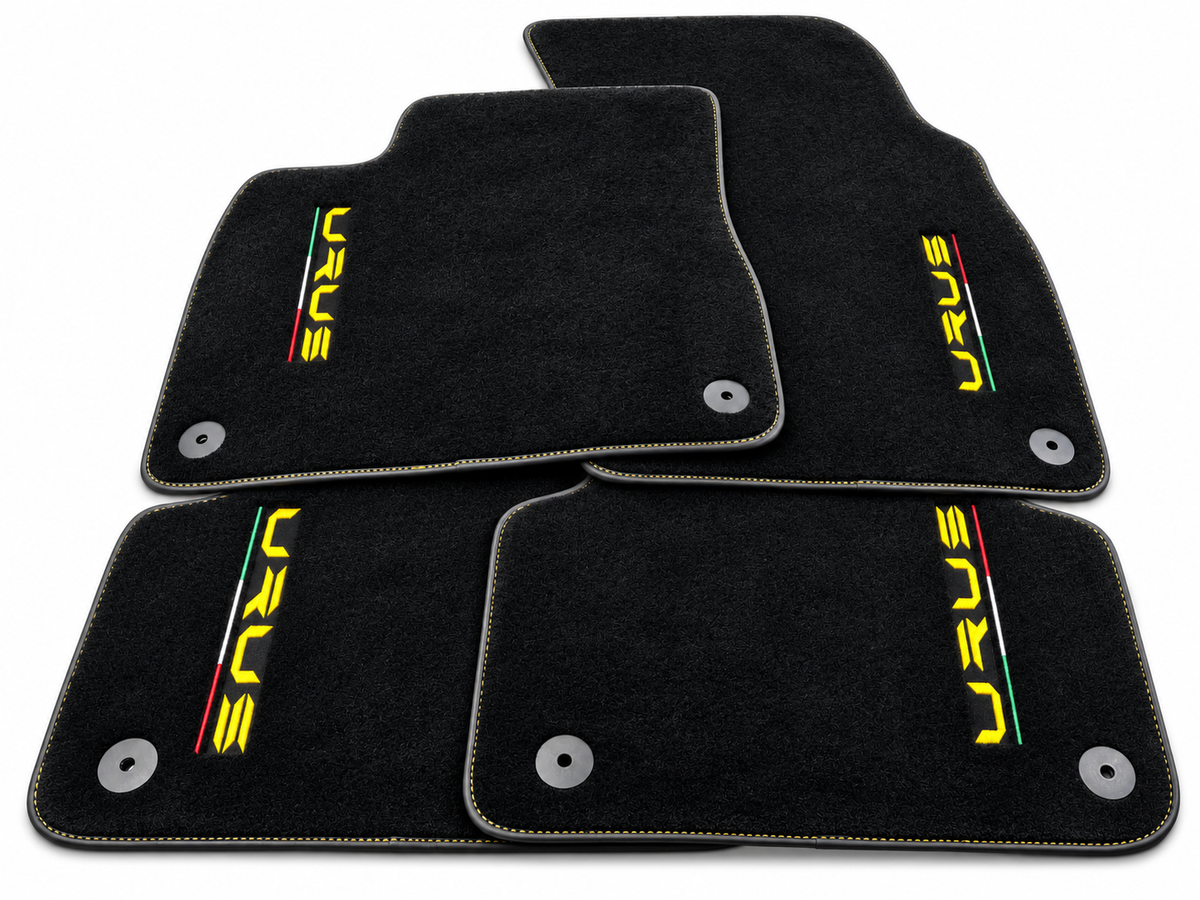 Floor Mats For Lamborghini Urus Black Carpets Yellow Stitching - Yellow