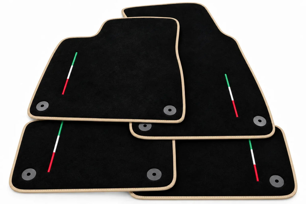 Floor Mats For Lamborghini Urus Black Tailored With Orange Rounds Carpets - Beige trim