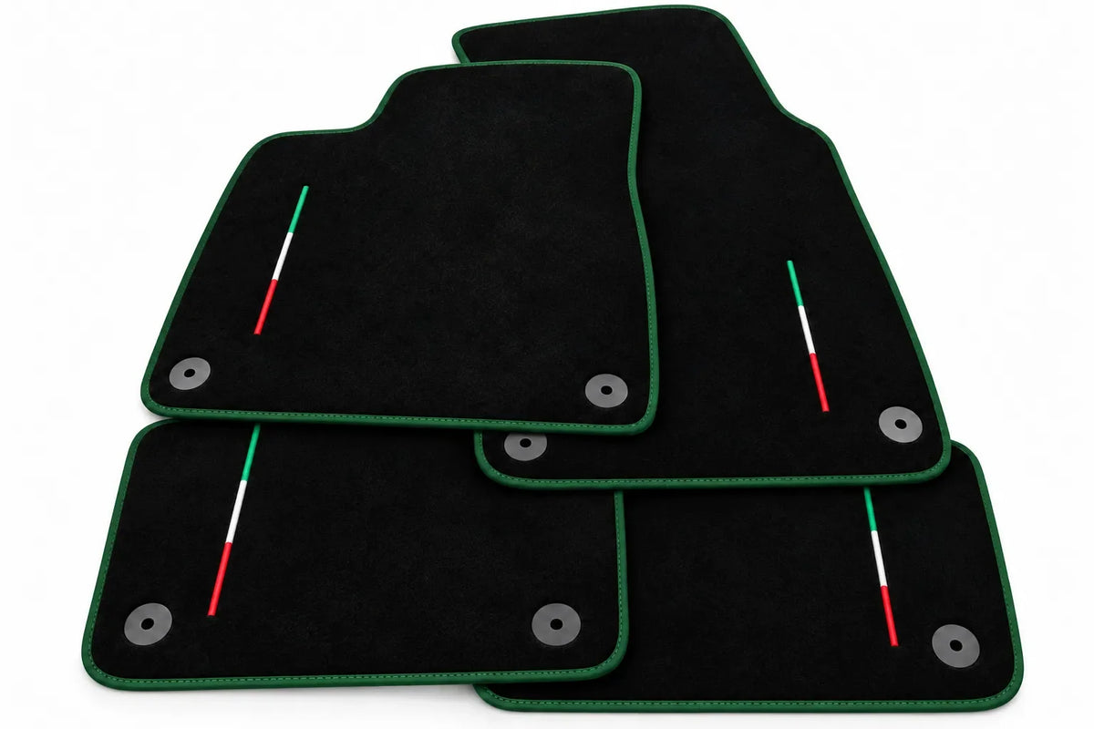Black Floor Mats For Lamborghini Urus Tailored With Yellow Trim - Dark Green
