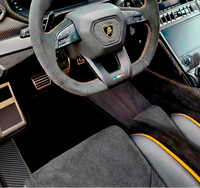 Customizable Black Floor Mats For Lamborghini Urus With Carbon Fiber Leather