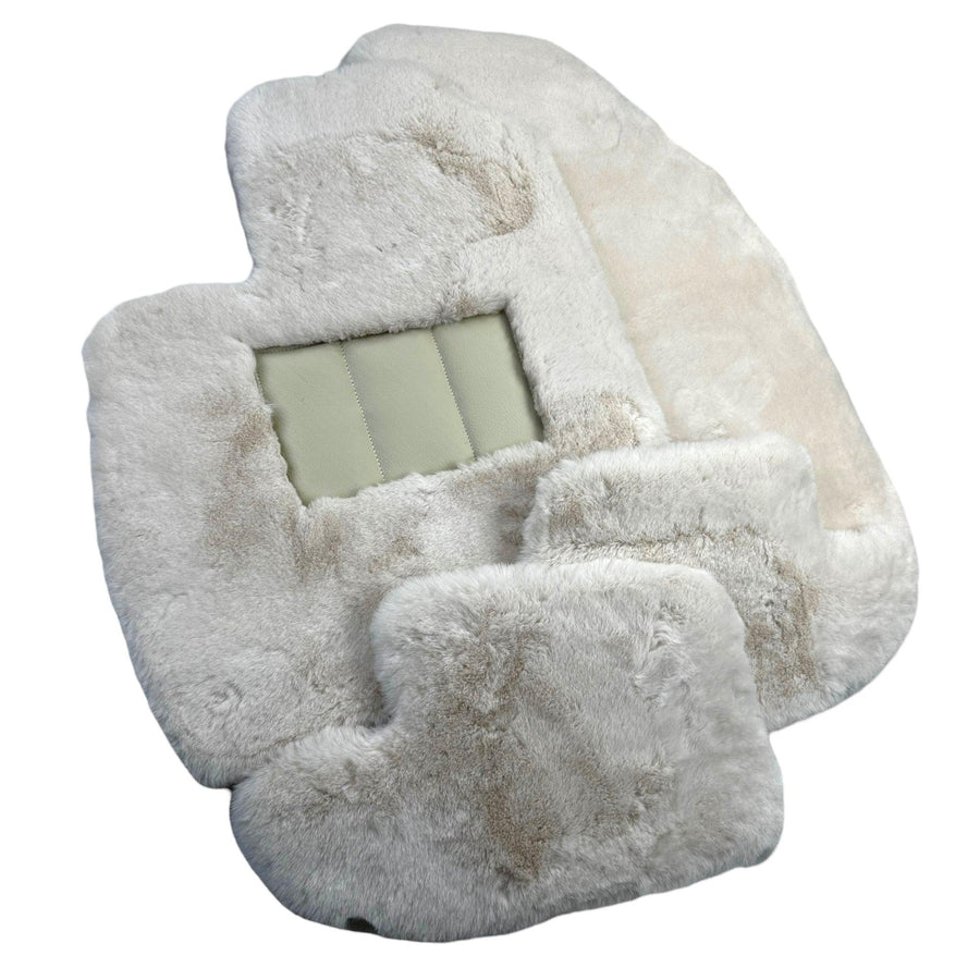 White Sheepskin Floor Mats for Bentley Continental GT (2011–2018) ER56 Design - AutoWin