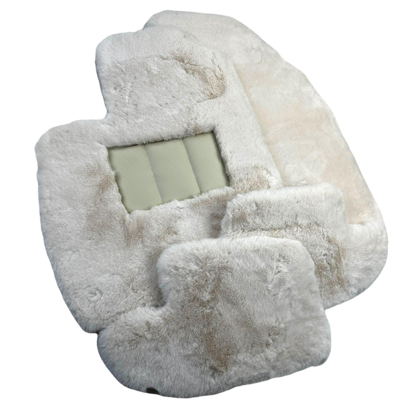 White Sheepskin Floor Mats for Bentley Continental GTC (2011-2018) ER56 Design - AutoWin