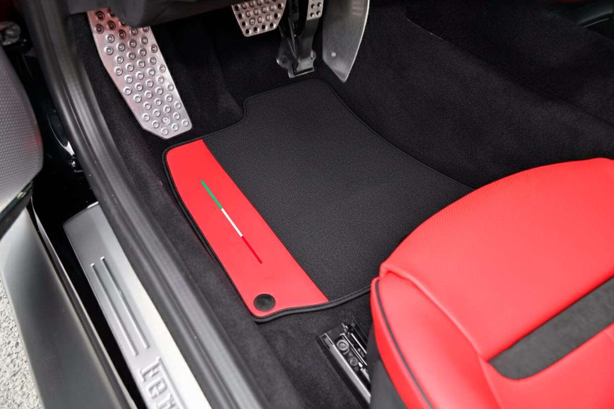 Black Floor Mats For Ferrari Roma (2021-2024) Italian Edition - AutoWin