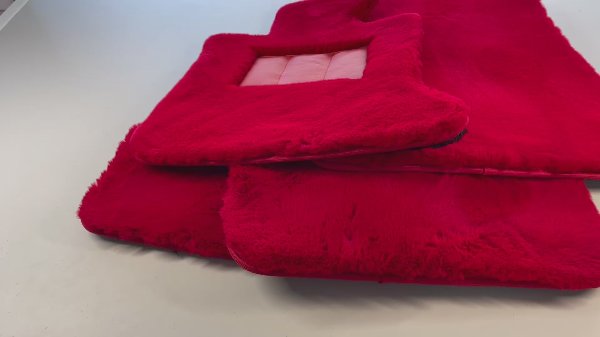 سجاد سيارة من جلد الغنم الأحمر لسيارة رولز رويس شادو 1965-1977 تصميم ER56 - ER56 Design