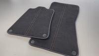 Floor Mats For McLaren 650S (2015-2018) Alcantara Black Tailored Carpets With Orange Sewing