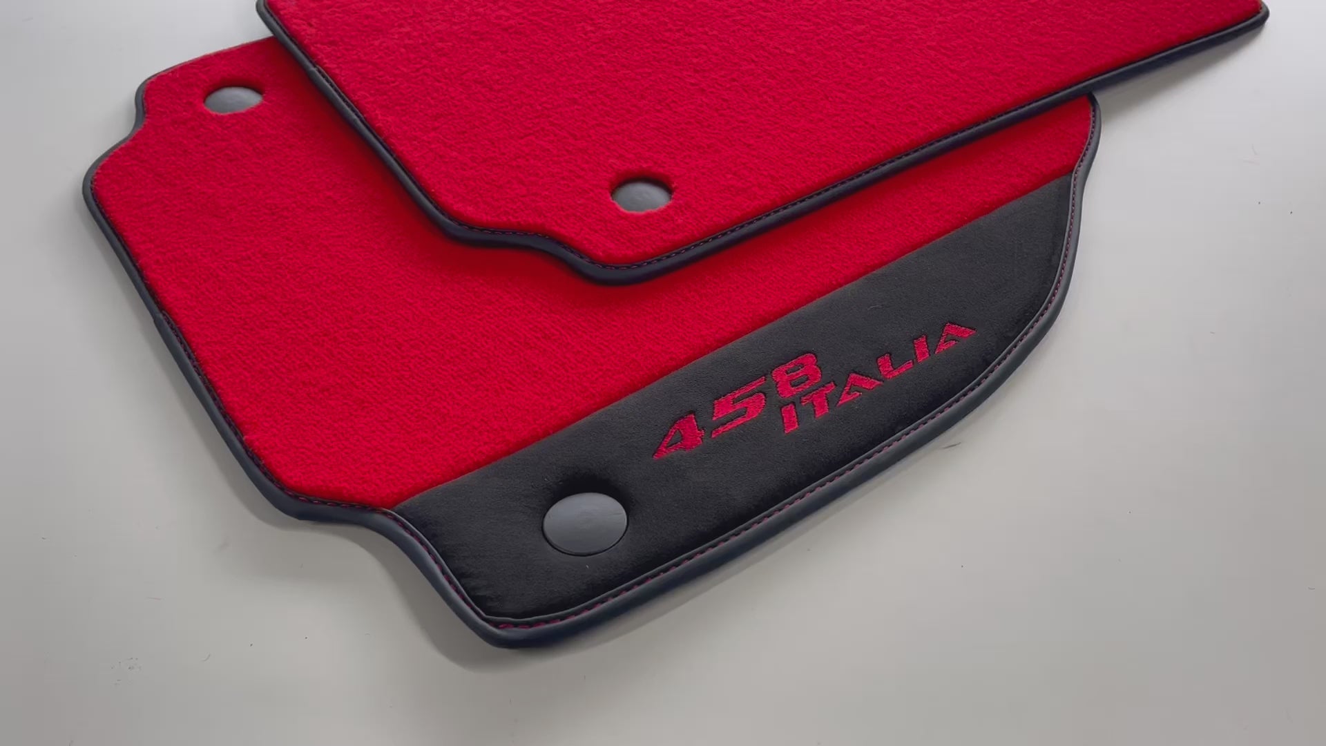 Red Floor Mats For Ferrari 458 Italia 2009-2015 Black Alcantara Leather - AutoWin